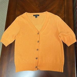 Ann Taylor V-neck Short Sleeve Cardigan In Fresh Mandarin | size small